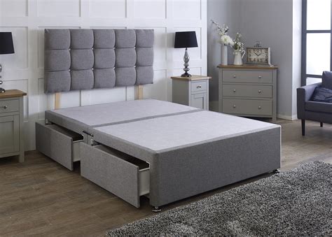 Buy Comfy Deluxe LTD Linen Divan Bed Base With Matching Cube Headboard ...