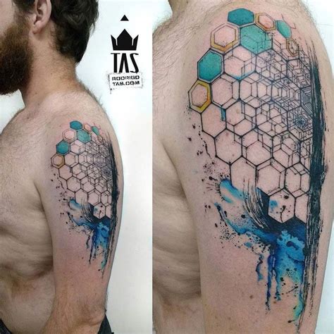 Stunning Geometric Hexagon Arm Tattoo