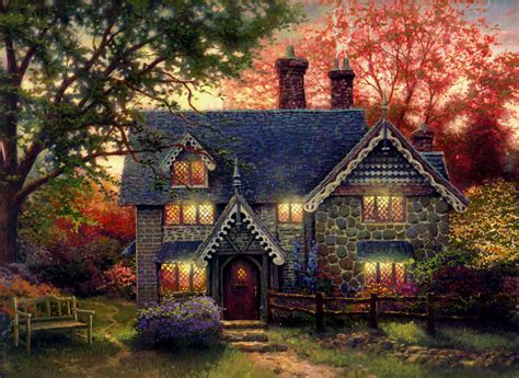 Kinkade | Kinkade paintings, Cottage art, Thomas kinkade paintings