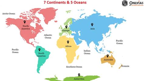 7 Continents And 5 Oceans In Order Of The World