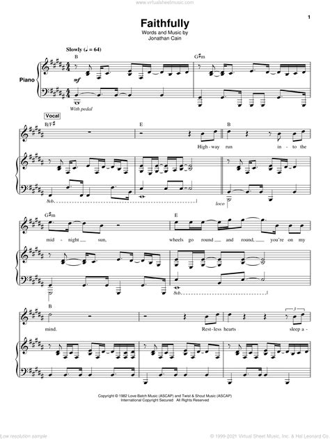 Journey - Faithfully sheet music for keyboard or piano [PDF]