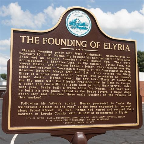 The Founding of Elyria Historical Marker