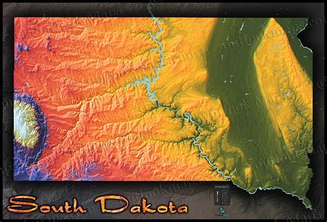 South Dakota Topography Map | Physical Terrain in Bold Colors