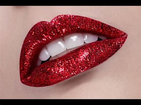 Red Lips Glitter Makeup Tutorial - YouTube