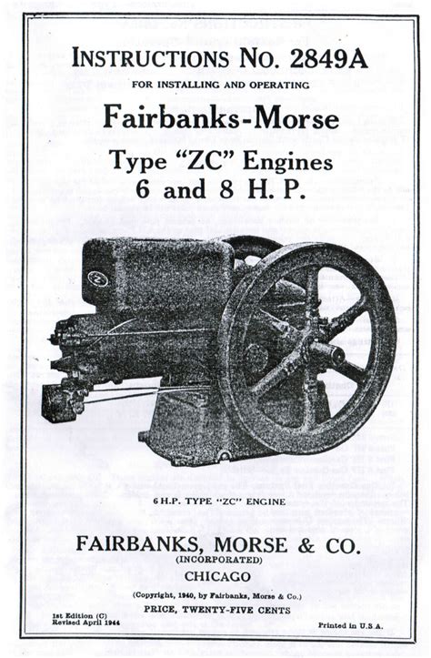 Fairbanks Morse Type Z ZC 6 8hp Gas Engine Book Manual Hit Miss 2849A ...