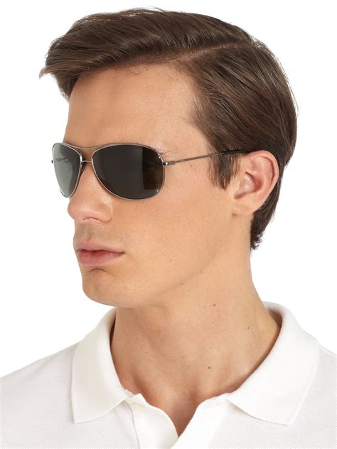 Lyst - Ray-Ban Wrap Aviator Sunglasses in Gray for Men