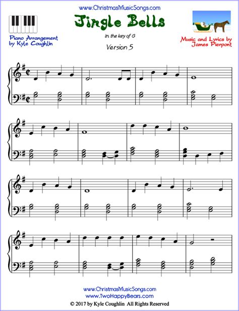 Printable Jingle Bells Piano Sheet Music