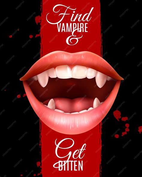 Free Vector | Realistic vampire mouth poster