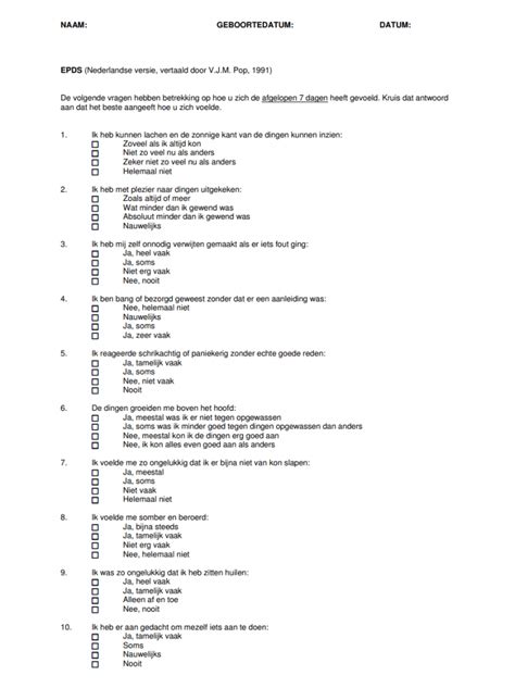 Edinburgh Postnatal Depression Scale (EPDS) | CPZ