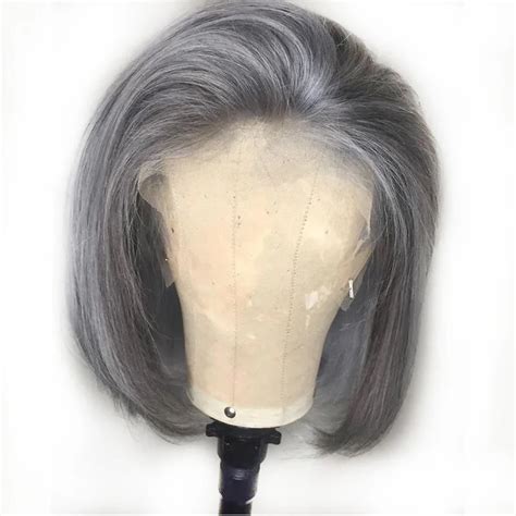 Aliexpress.com : Buy Grey Colored Human Hair Wigs Short Bob Lace Front ...