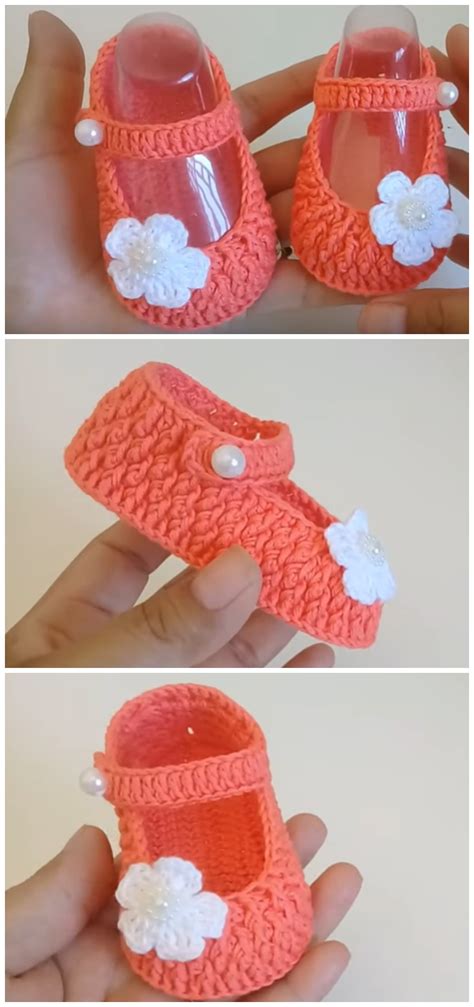 Crochet Baby Shoes With Tiny Flower - Crochet Ideas