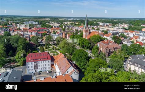 Szczecinek, Poland - May 31, 2021: Aerial view in city center of ...