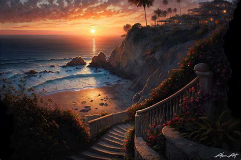 Sunset at Laguna Beach California Graphic by Alone Art · Creative Fabrica