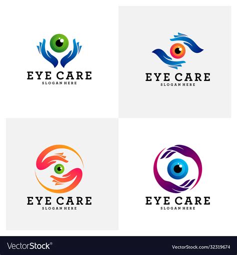 Set creative care eye concept logo design Vector Image