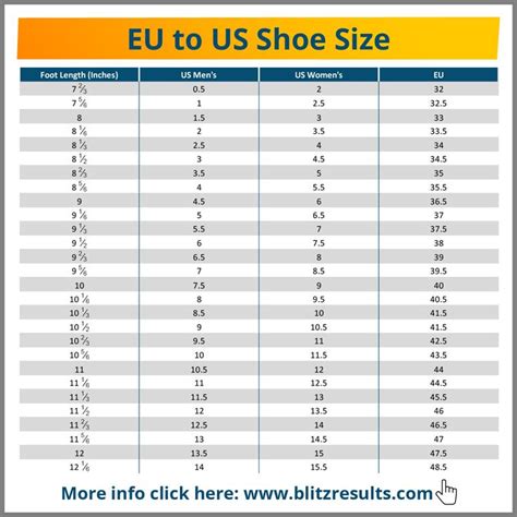 Printable Kids Shoe Size Chart Us