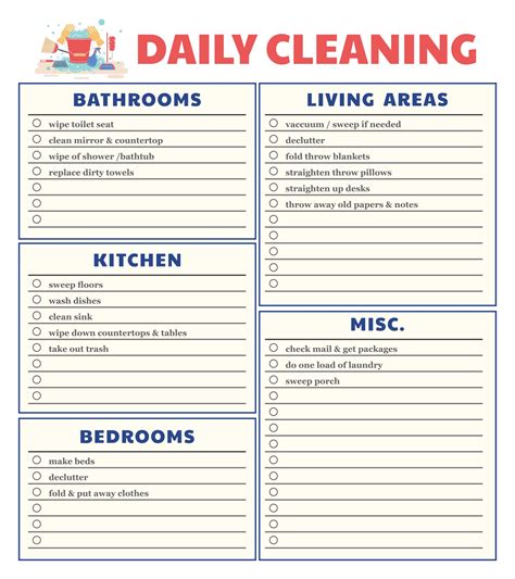 Monthly Chore Chart Cleaning Schedule Templates Schedule Template ...