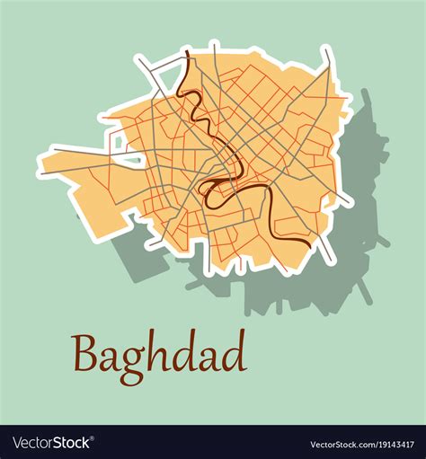 Baghdad city map - iraq sticker isolated Vector Image