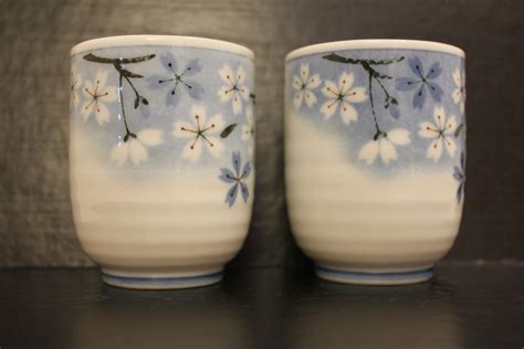 Vintage Japanese Tea Cup Set of Two White with by OceanicChic