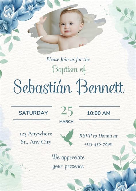 Baby Boy Christening Background For Invitation