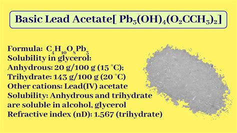 Basic Lead Acetate [Pb(OH)2.Pb(CH3COO)2] in 2020 | Basic, Chemistry ...