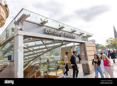 Edinburgh Waverley railway train station entrance in Princes street ...