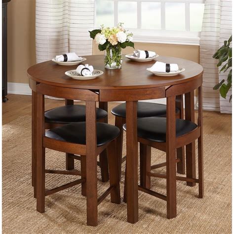 Round Dining Table Set Small Spaces 5 PC Kitchen Furniture Dorm Room ...