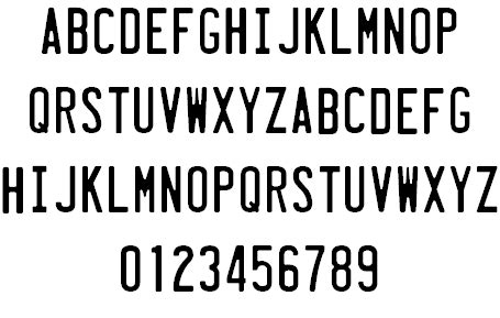 Download the free License Plate font by Dave Hansen. It is a basic font ...