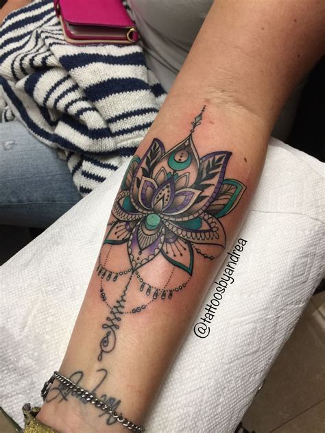 Mehndi Lotus by @tattoosbyandrea #lotustattoo #lotus #unalome # ...