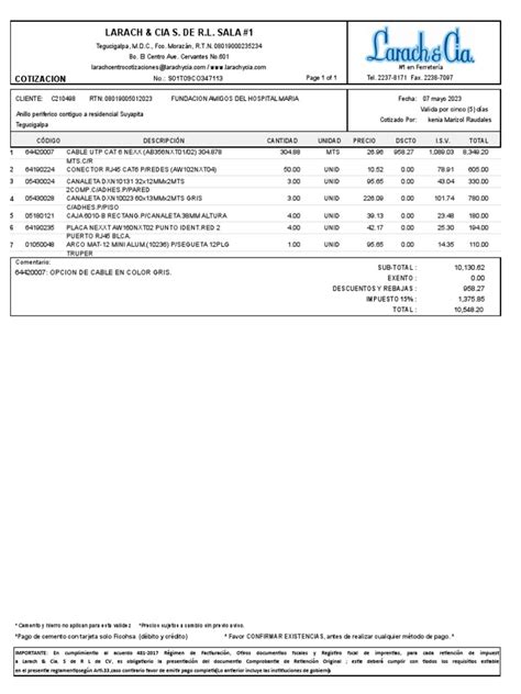 Cotizacion Larach & Cia | PDF