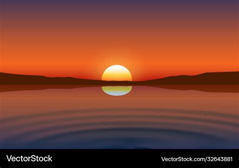 Landscape river at mountain in sunset Royalty Free Vector