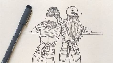 How to Draw Best Friends Easy | Step by Step | Friends sketch, Bff ...