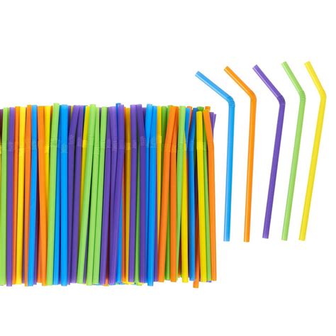 300 Count Bulk Smoothie Straws - Bendy Straws - Colorful Flexible ...