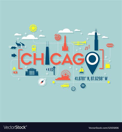 Chicago icons and typography design Royalty Free Vector