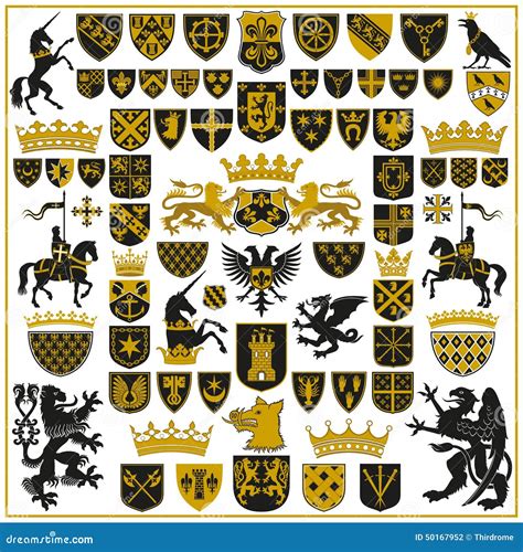 HERALDRY Crests and Symbols Stock Vector - Illustration of fantasy ...