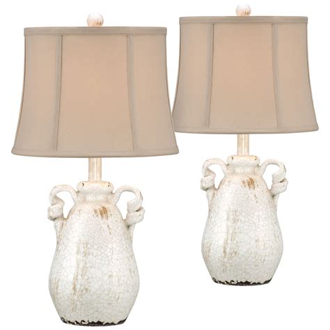 Regency Hill Cottage Table Lamps Set of 2 Ceramic Crackled Farmhouse ...