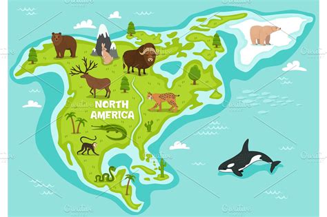 Animals Map Cartoon