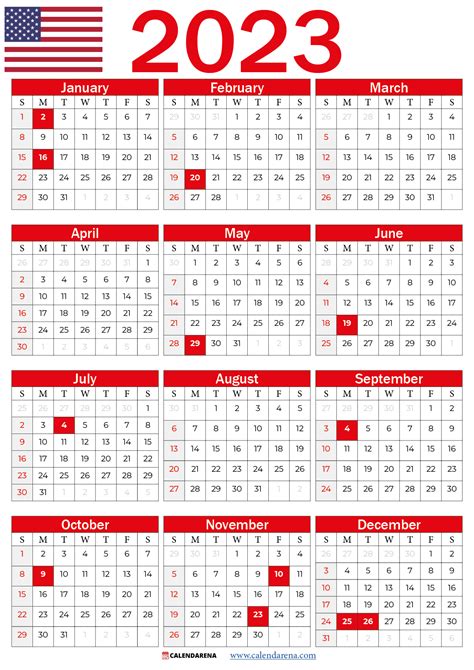 printable 2023 calendar USA | Feriados brasil, Calendário para ...