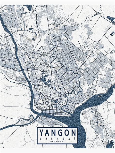 "Yangon City Map of Myanmar - Coastal" Poster for Sale by deMAP | City ...