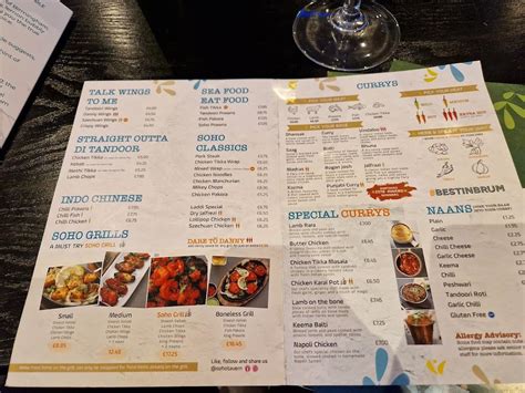 Menu at Soho Tavern pub & bar, Birmingham