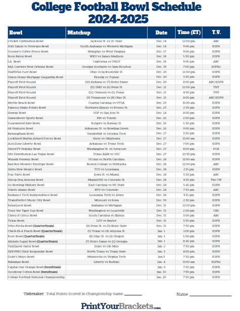 College Bowl Games Tv Schedule 2023 - Printable Online