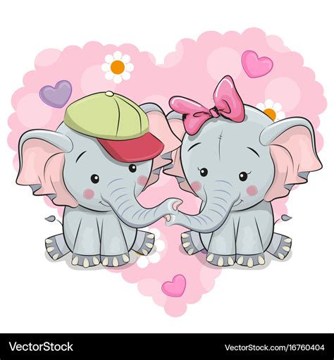 Two cute cartoon elephants Royalty Free Vector Image