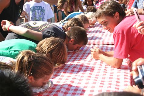 Contestants dig in to pie eating contest