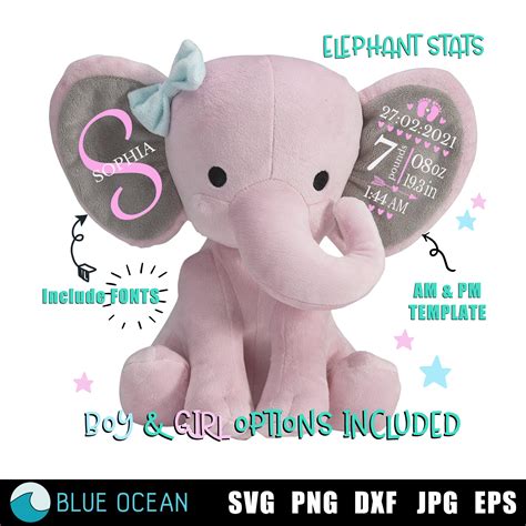 Birth Stats Elephant SVG Birth Announcement SVG Birth Stats - Etsy Canada