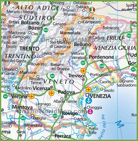 Large map of Veneto - Ontheworldmap.com