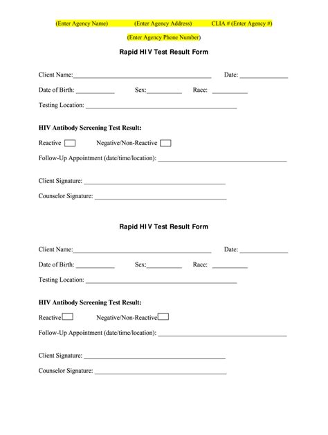 Printable Fake Hiv Test Results With Name - Printable Word Searches