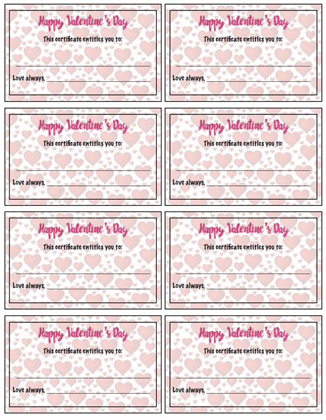 Free Printable Valentine's Day Gift Certificates