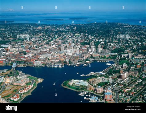 Aerial of downtown Victoria, Vancouver Island, British Columbia, Canada ...