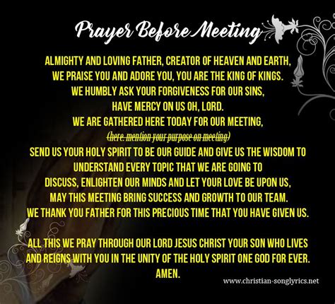 Prayer Before Meeting | Business prayer, Prayer meeting, Opening prayer