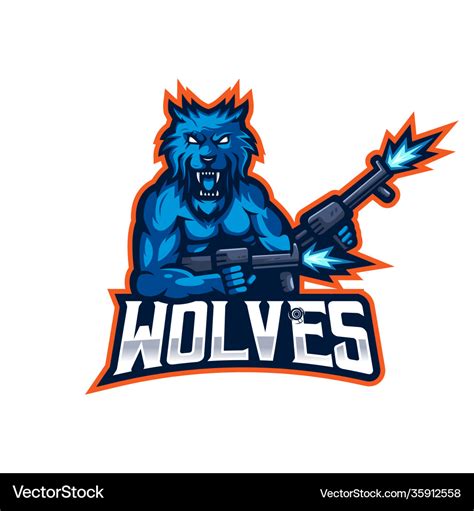 Wolves esport mascot logo Royalty Free Vector Image