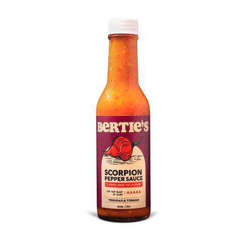 Bertie's - Scorpion Pepper Sauce 150 Ml - Alima's Roti and Pastry